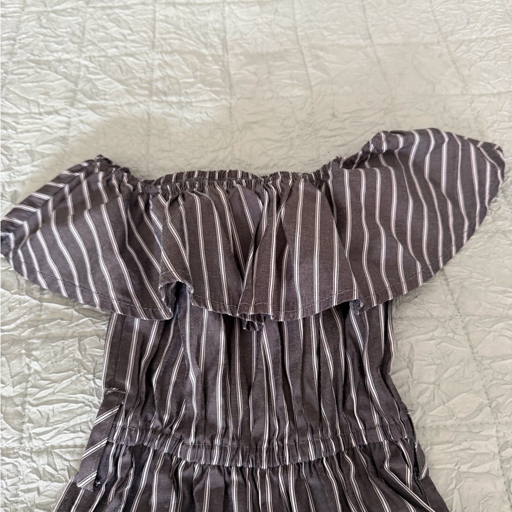 Girls' Brown & Cream Striped One-Piece Bodysuit - Picture 4 of 5